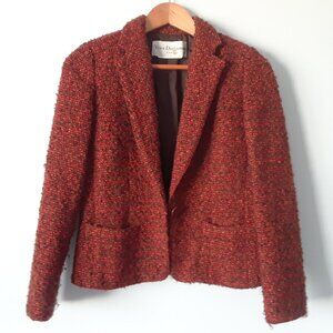 VTG Yves Deflandre Paris Burgundy Wool Tweed Jacket